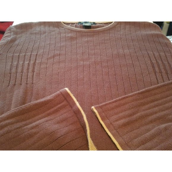 NWD Kenneth Cole 100% Cotton Brown Crew Neck Rib Knit Year-Round Sweater XL ANB - Picture 7 of 7